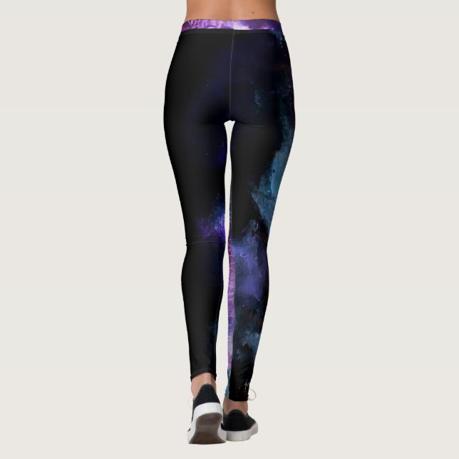 Leggings "Amanda" Entraîneur Purple Abstrait avec bande (Dos)