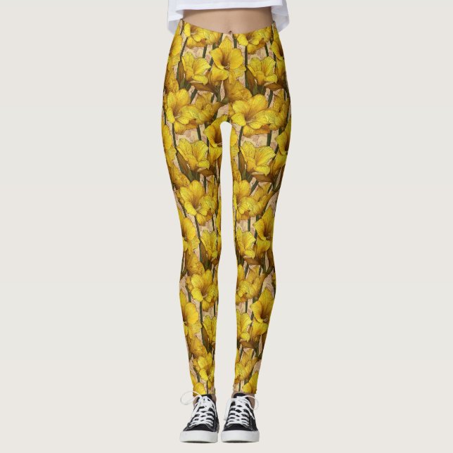 Leggings Amaryllis Charme Cadeaux d'Exercise Jaune Pour Sœu (Devant)