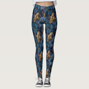 Leggings Amaryllis Floral Maternité Bleu Marine Fête des Mè