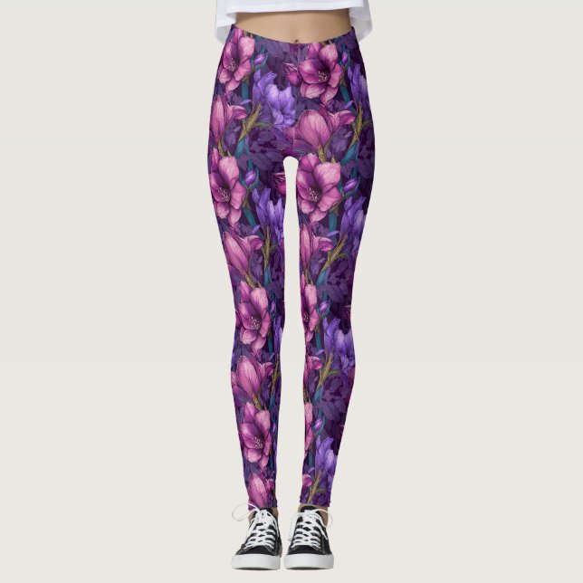 Leggings Amaryllis Maid de Fitness Mode Violet Inspiré (Devant)