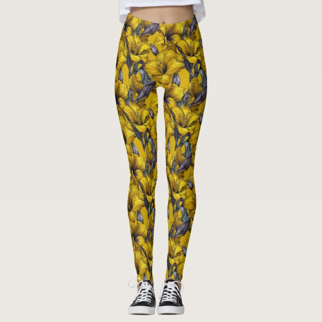 Leggings Amaryllis Pétale de Levage de Poids Jaune Merci  (Devant)