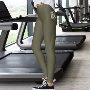 Leggings Amateur de chat personnalisé Dark Olive chaud neut