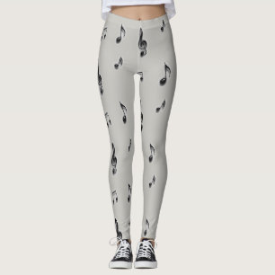 Leggings Amateurs de musique Note musicale Noir et gris
