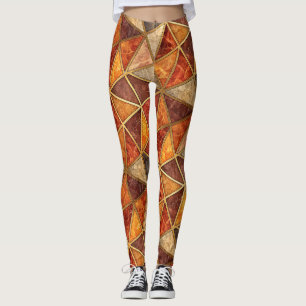 Leggings Ambre fondu et mosaïque géométrique marbre cramois