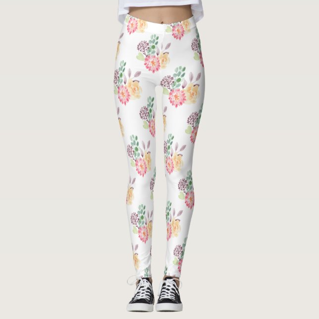 Leggings Aménagement floral à l'aquarelle chic (Devant)