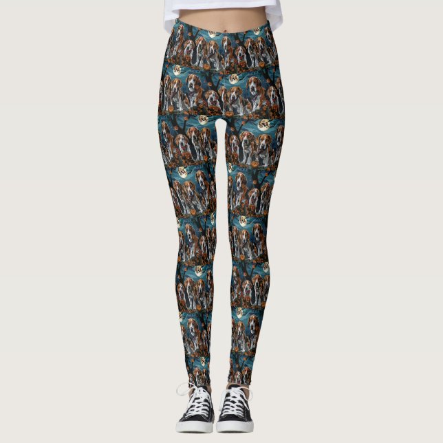 Leggings Américain Anglais Foxhound Halloween Éffrayant (Devant)