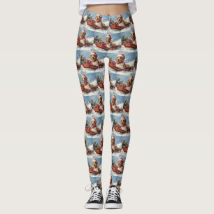 Leggings American English Foxhound dans Sledge Christmas