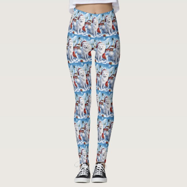 Leggings American Eskimo Dog Winter Wonderland Noël (Devant)