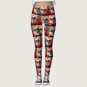 Leggings American Eskimo Roses de la Saint-Valentin