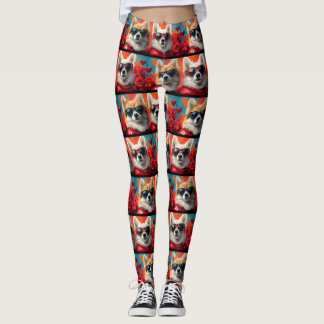 Leggings American Eskimo Roses de la Saint-Valentin