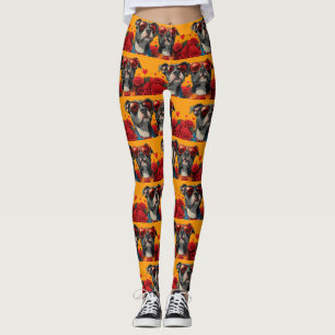Leggings American Staffordshire Heart Roses Saint-Valentin