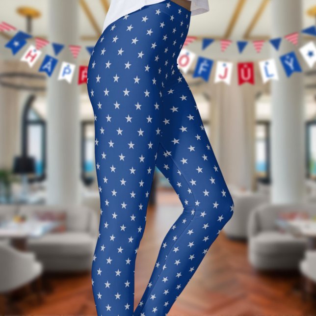 Leggings Americana Star Spangled Silver Stars On Navy 3 (Créateur téléchargé)