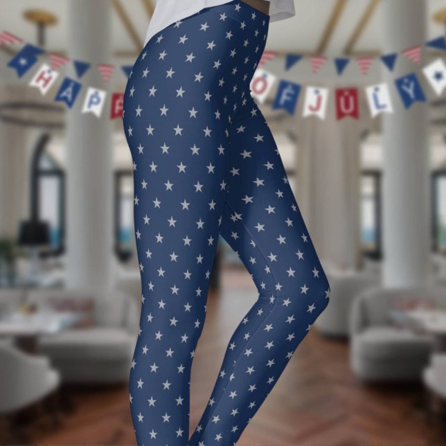Leggings Americana Star Spangled Silver Stars sur Navy 2 (Créateur téléchargé)