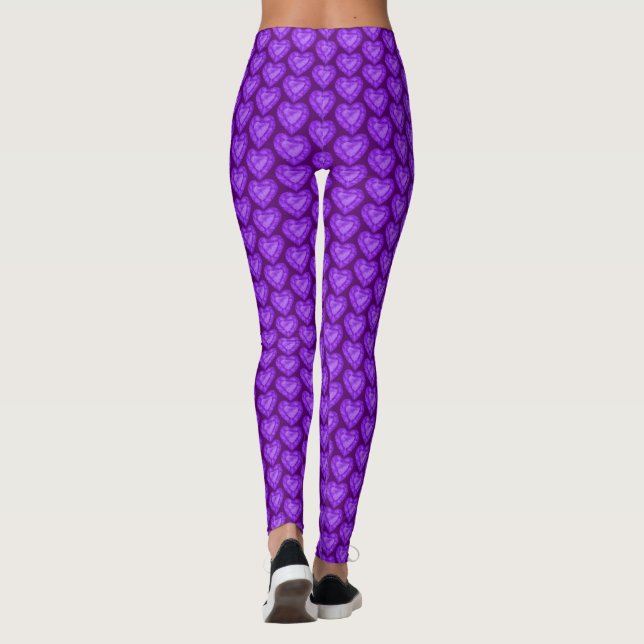 Leggings Améthyste coeur aquarelle art violet (Dos)