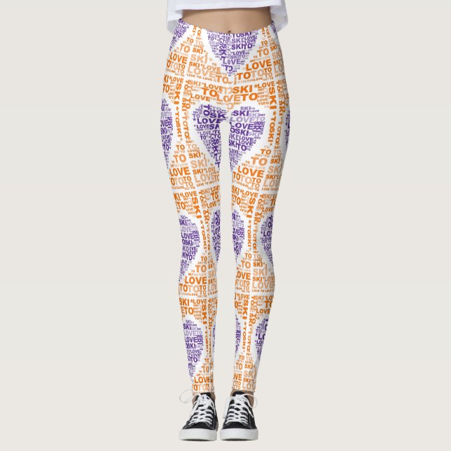 Leggings Amour À Ski Orange Purple Pantalon De Yoga Faite À (Devant)