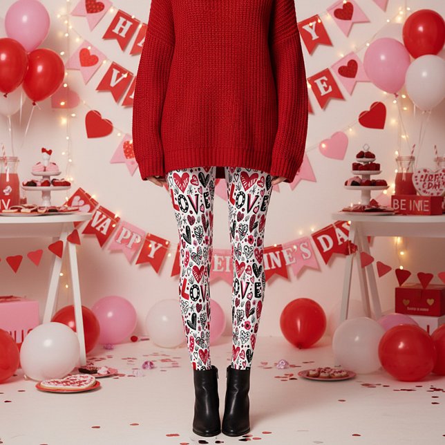 Leggings Amour et cœurs doodle art valentin (Créateur téléchargé)