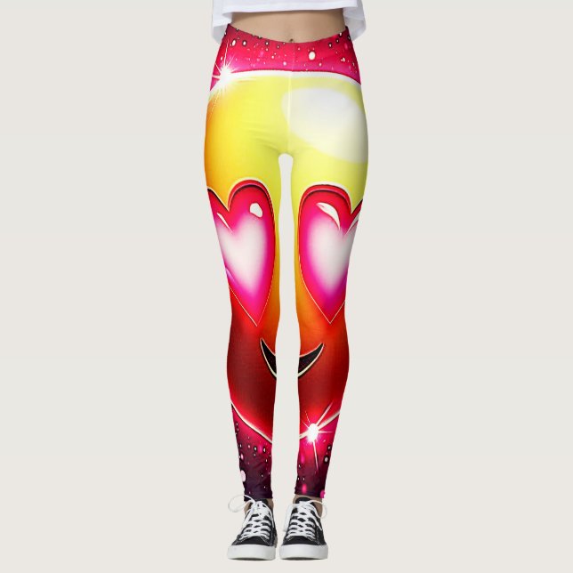 Leggings Amour Étincelle Coeurs Emoji (Devant)