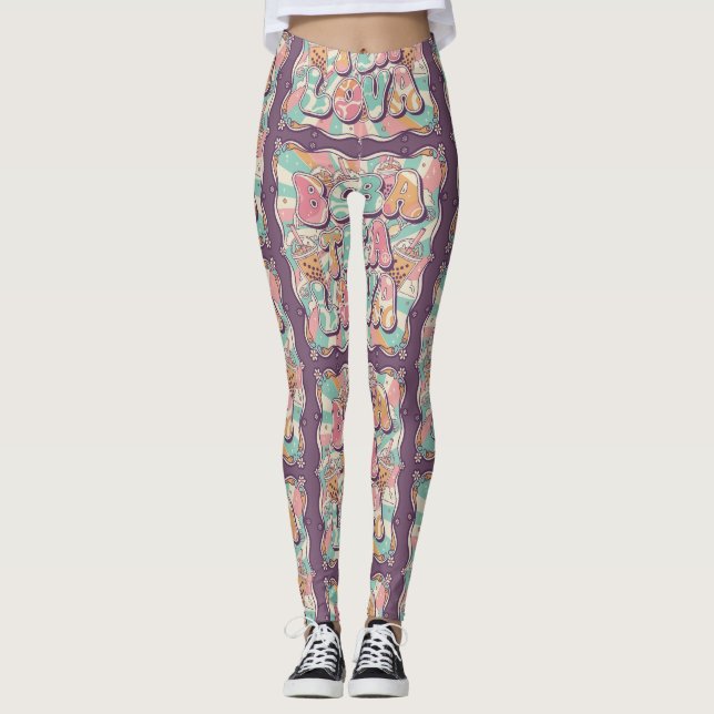 Leggings Amoureux de Bubble Tea (Devant)