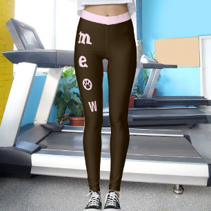 Leggings Amoureux de chat mignon Meow Patte Espresso Brun R