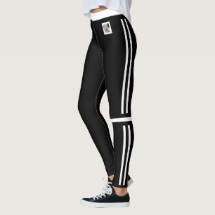 Leggings Amoureux de chat noir et blanc personnalisé