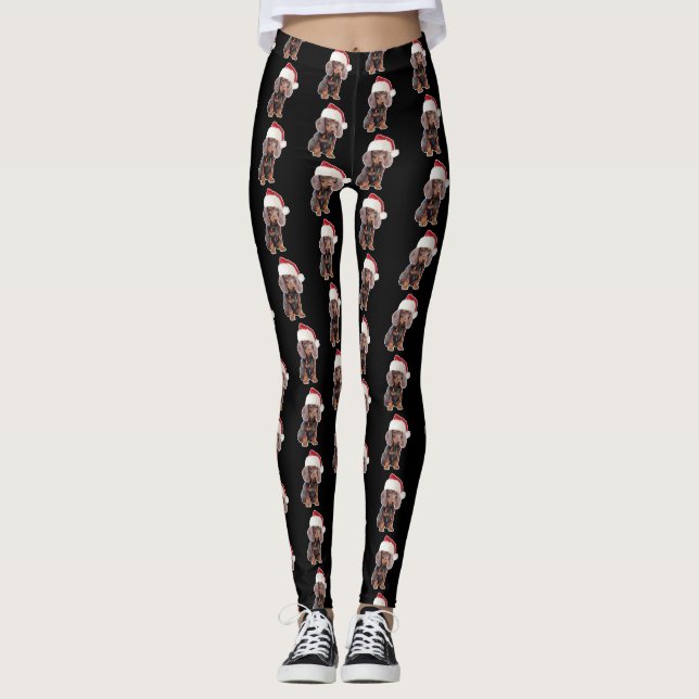 Leggings Amoureux de les chiens de lumières de Noël de (Devant)