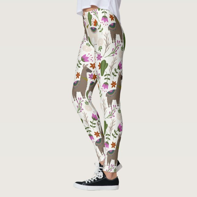 Leggings Amoureux des animaux à motifs floraux d'Alpaca Cac (Gauche)