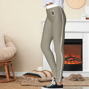 Leggings Amoureux des animaux à rayure blanche Taupe Person