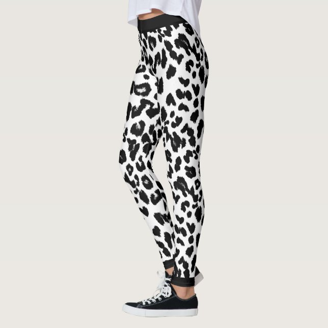 Leggings Amoureux des animaux Empreinte de léopard noir et  (Gauche)