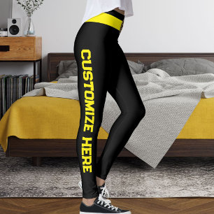 Leggings Amoureux des chats personnalisés noir jaune sur me