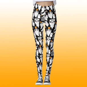 Leggings Amusant Fantômes d'Halloween noir et blanc