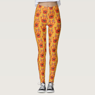 Leggings Amusant grand orange joyeux monstre