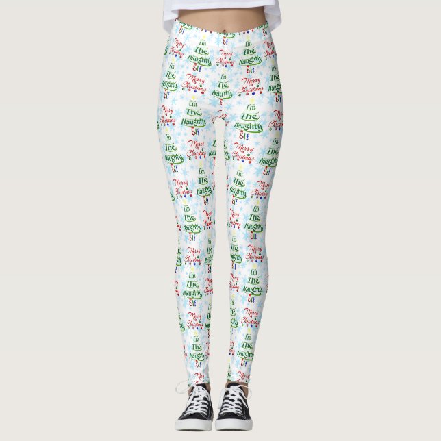 Leggings Amusant Joyeux Noël Vacances Naughty Elf (Devant)