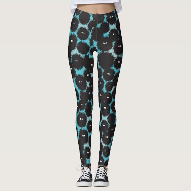 Leggings Amusant monstres noirs moelleux (Devant)