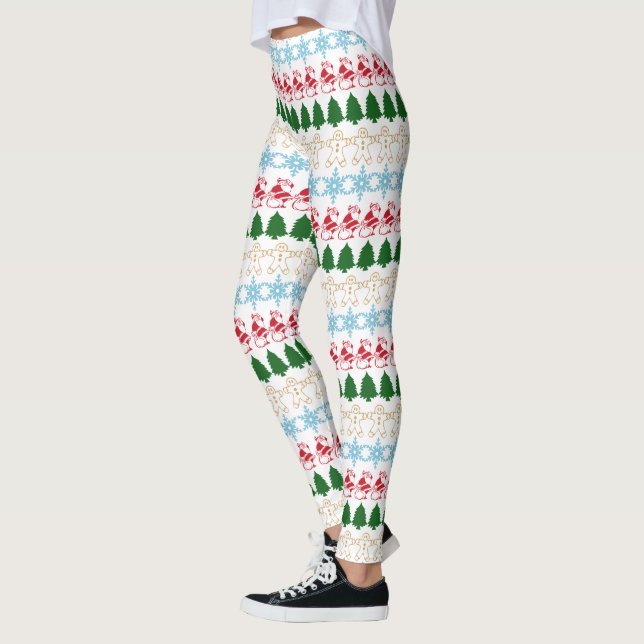 Leggings Amusante mignonne Noël moche Motif Party (Gauche)