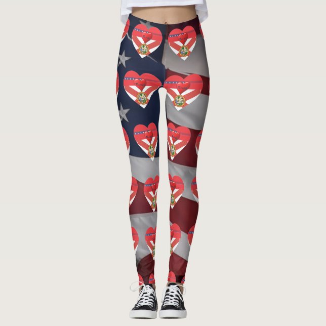 Leggings amusantes drapeau patriotique d'amour de  (Devant)