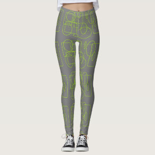 Leggings Amusants avec vert et gris
