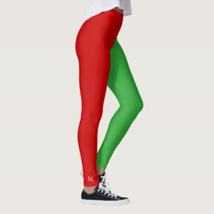 Leggings Amusants Rouge Vert Elfes Costume de Noël