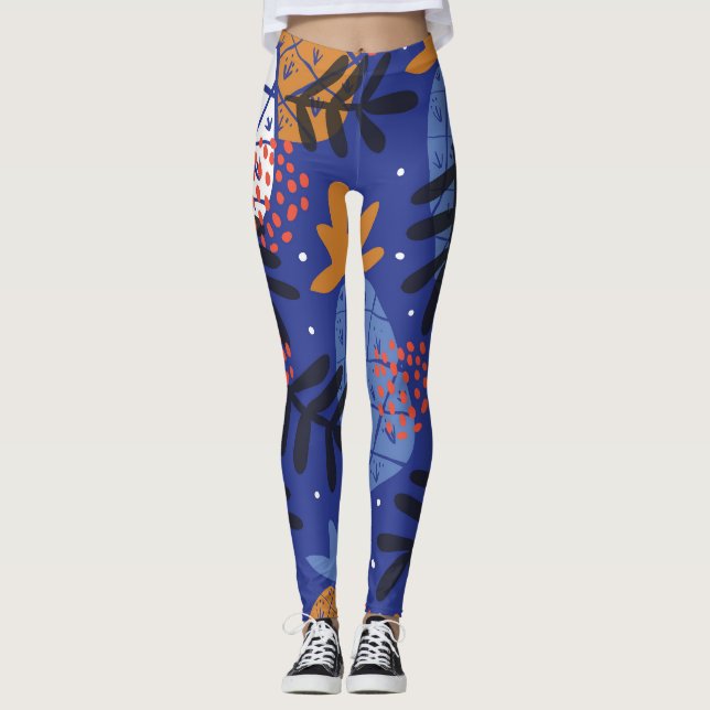 Leggings Ananas Abstrait Feuille Vintage Motif (Devant)
