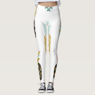 Leggings Ananas avec parties scintillant or, motif créatif.