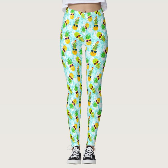 Leggings Ananas de Noël Tropical (Devant)