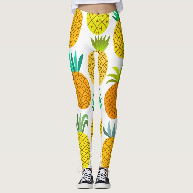 Leggings Ananas Isolé : Motif Vintage sans joint. (Devant)