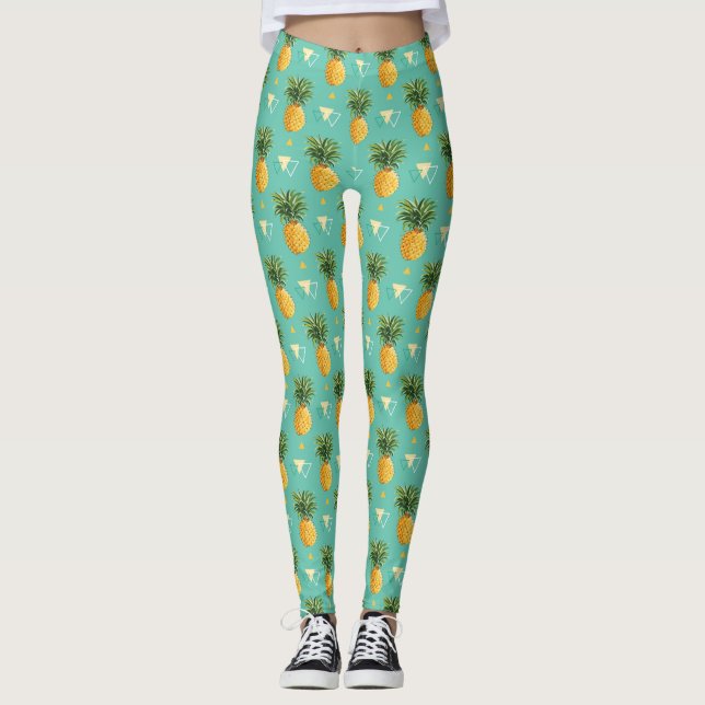 Leggings Ananas lumineux sur le motif géométrique (Devant)