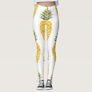 Leggings Ananas Peint À La Main : Aquarelle Sans Couleur.