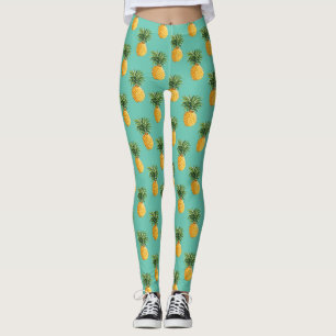 Leggings Ananas tropicaux sur Teal