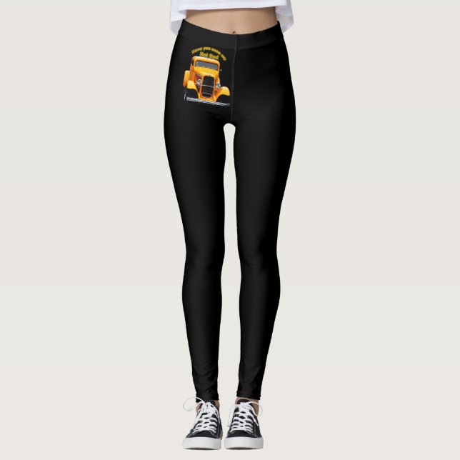 Leggings Ancien roadster jaune avec fenêtres avant coupées (Devant)