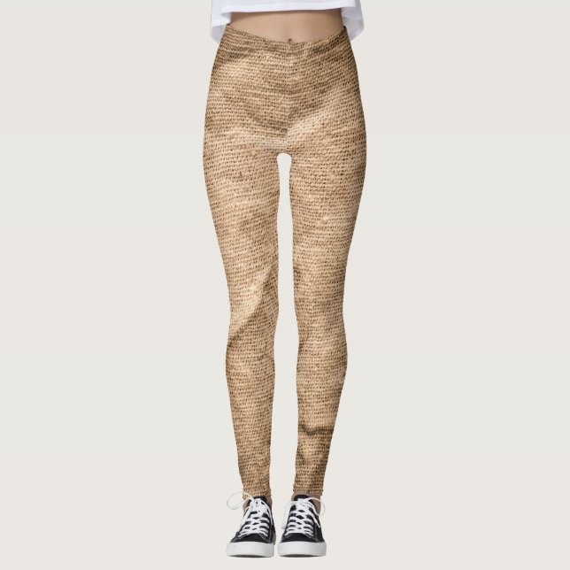 Leggings Ancien tissu brun : arrière - plan texturé. (Devant)