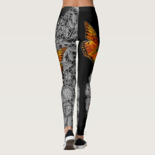 LEGGINGS ANCIENNE LACE MOTIF BLACK LEGINGS BUTTERFLIGS