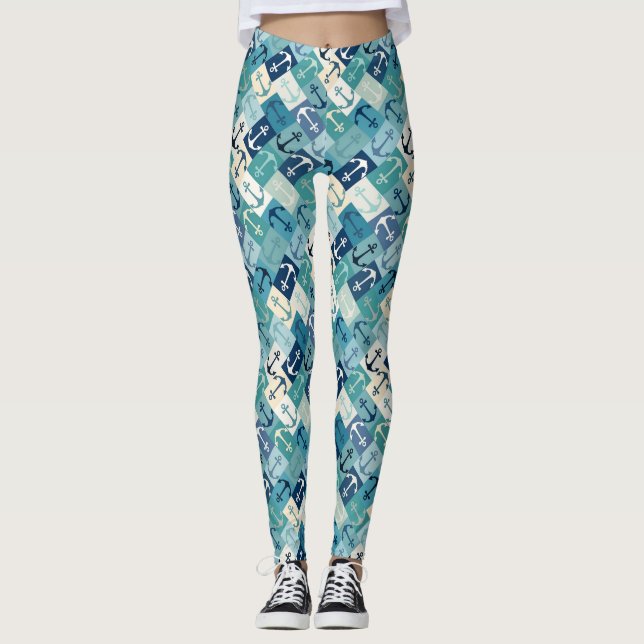Leggings ancre chevron bleu (Devant)