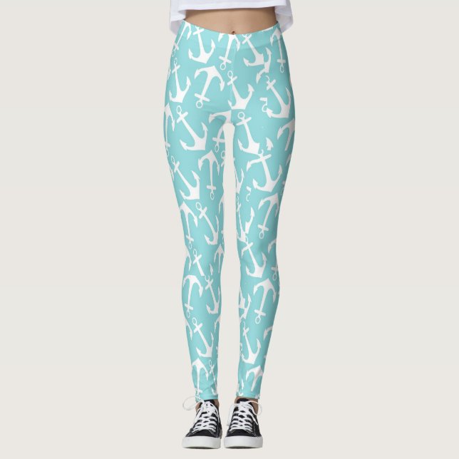 Leggings Ancres blanches nautiques (Devant)