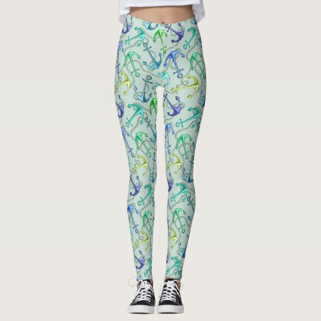 Leggings Ancres flottantes et motif de corde (Devant)